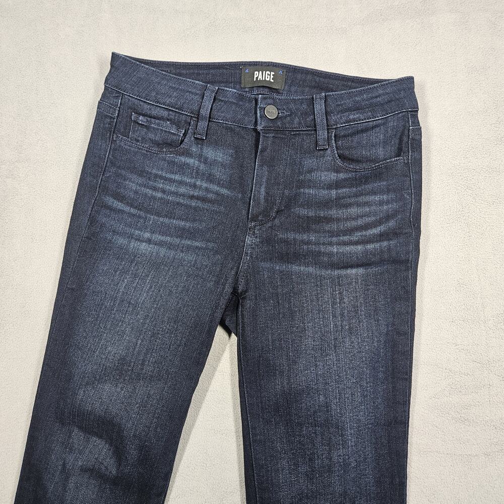 Paige Jeans Womens 27 Manhattan Bootcut Dark Wash Stretch Kolbie Whiskering - Picture 2 of 14